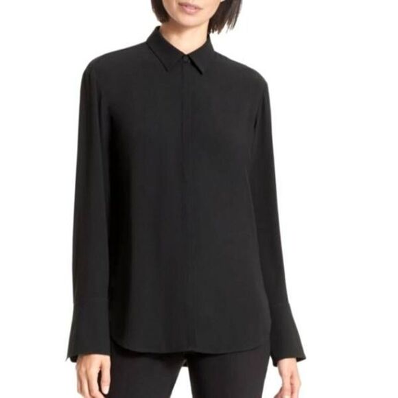 MM. LAFLEUR The Blake Button Up Shirt in Black sz 6 - Picture 1 of 5